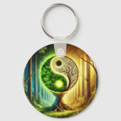 Symbolischer Baum mit Yin Yang Design Schlüsselanhänger (Rückseite)