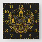 Symbolischer Buddha, umgeben von Naturelementen Quadratische Wanduhr (Vorderseite)