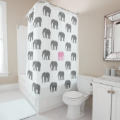 Symbolischer rosa Elefant unter Grau eine auf Weiß Duschvorhang (Beispiel)
