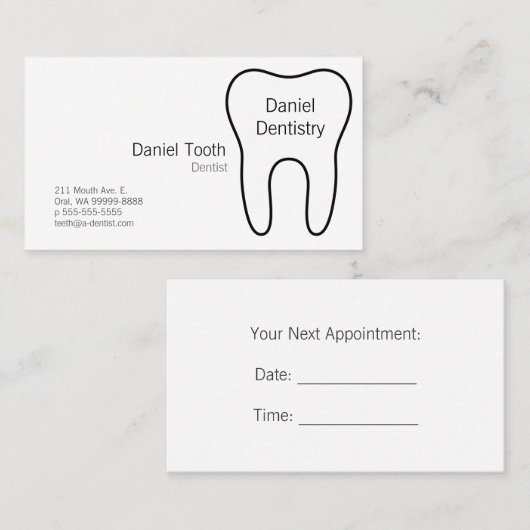 Symbolischer Zahn Terminkarte (Vorne/Hinten)