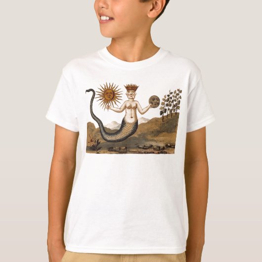 Symbolisches Alchemy Tee Shirt mit Sonne und Mond (Vorderseite)