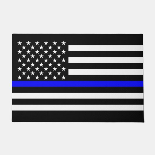 Symbolisches Design der Thin Blue Line US-Flagge Fußmatte (Vorderseite)