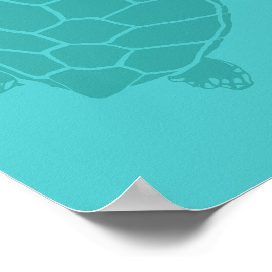 Symbolisches Sea Turtle Blue Poster (Ecke)