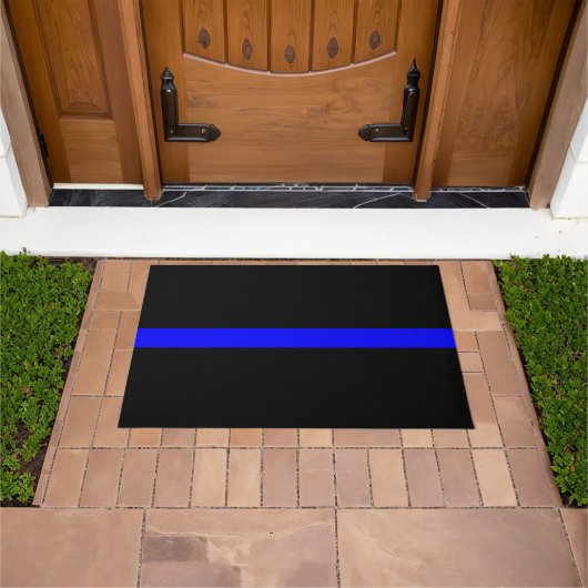 Symbolisches Thin Blue Line-Grafikdesign auf Fußmatte (Außenbereich)