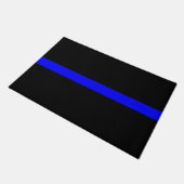 Symbolisches Thin Blue Line-Grafikdesign auf Fußmatte (Schrägansicht)