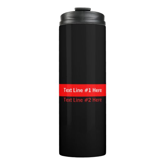 Symbolisches Thin Red Line Grafikdesign mit Text Thermosbecher (Vorderseite)
