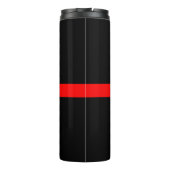 Symbolisches Thin Red Line Grafikdesign mit Text Thermosbecher (Rückseite)