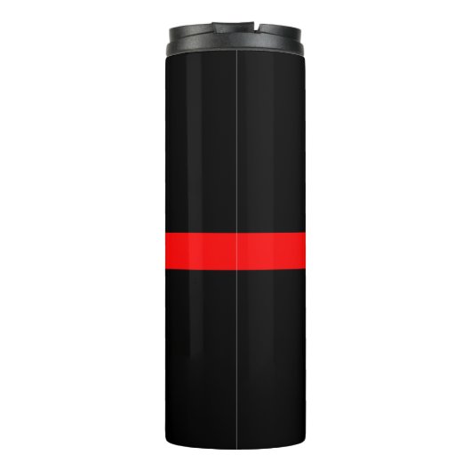Symbolisches Thin Red Line Grafikdesign mit Text Thermosbecher (Rückseite)