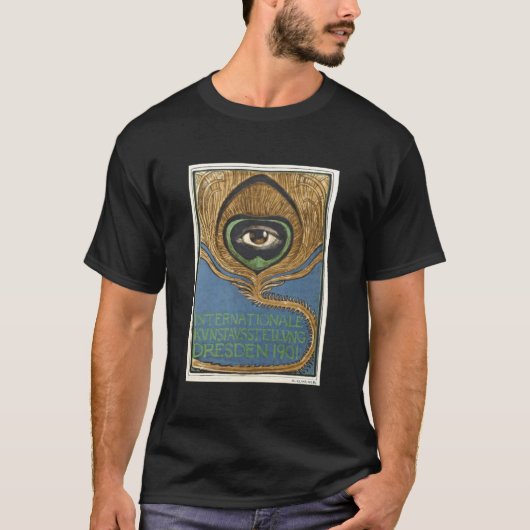 Symbolist-Kunst Nouveau Pfau-Feder-Auge 1901 T-Shirt (Vorderseite)