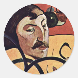 Symbolist-Selbstporträt mit Halo durch Gauguin Runder Aufkleber