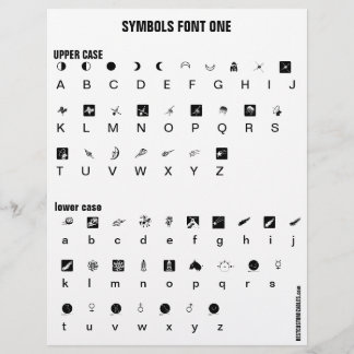 SYMBOLS 1 - Zazzle-Schriftart-Beispiel Buchstaben Briefbogen