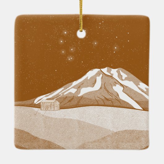 Syme Hut Mount Taranaki Keramikornament (Rückseite)