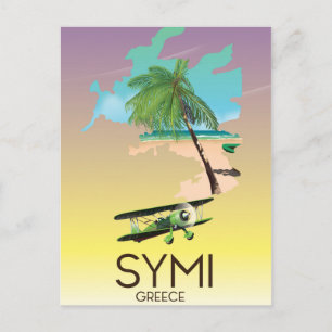 Symi Greece Reiseplakat Postkarte