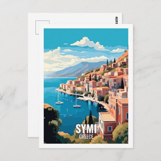 Symi Griechenland Berühmte Sehenswürdigkeiten Postkarte (Vorne/Hinten)
