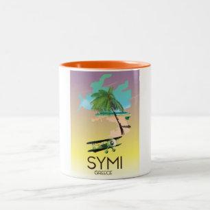 Symi Griechenland Reiseplakat Zweifarbige Tasse
