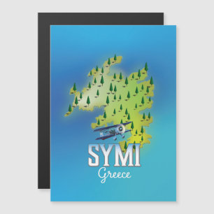 Symi-Inselkarte Griechenland-Reiseplakat. Magnetkarte