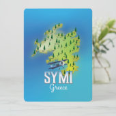 Symi Island Map Griechenland Reiseplakat. (Stehend Vorderseite)