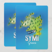 Symi Island Map Griechenland Reiseplakat. (Vorne/Hinten)