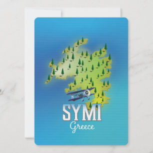 Symi Island Map Griechenland Reiseplakat.