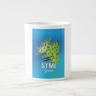 Symi Island Map Griechenland Reiseplakat. Jumbo-Tasse