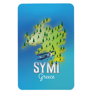 Symi Island Map Griechenland Reiseplakat. Magnet