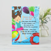 Symmer Pool Birthday Party Ballons Spaß Einladung (Stehend Vorderseite)