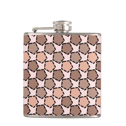 Symmetric Brown Pentagons mit gestrichelten Grenze Flachmann (Vorderseite)