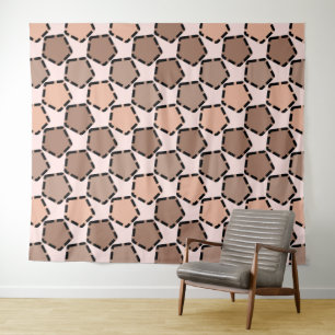 Symmetric Brown Pentagons mit gestrichelten Grenze Wandteppich