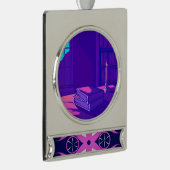 Symmetrical Abstract Pattern in Purple and White Banner-Ornament Silber (Rechts)