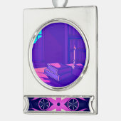 Symmetrical Abstract Pattern in Purple and White Banner-Ornament Silber (Links)