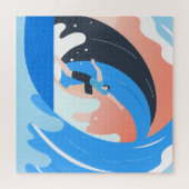 Symmetrical Abstract Pattern in Purple and White Puzzle (Horizontal)