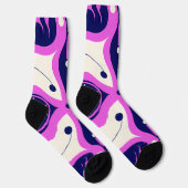 Symmetrical Abstract Pattern in Purple and White Socken (Rechts)