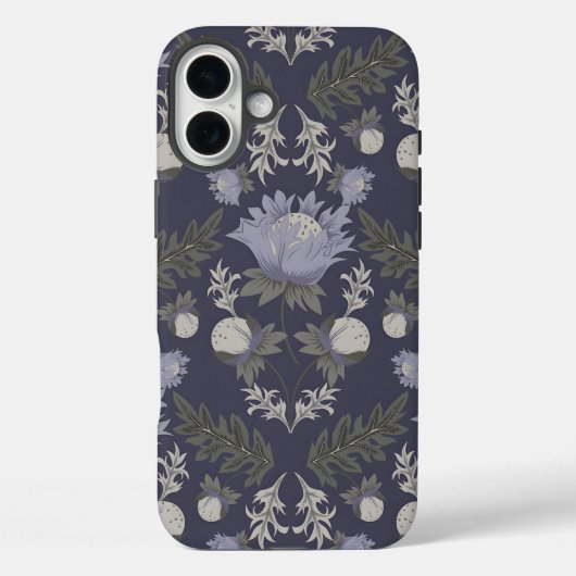 Symmetrical dark purple floral pattern Case-Mate iPhone hülle (Rückseite)
