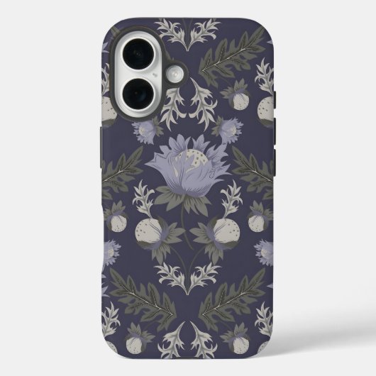 Symmetrical dark purple floral pattern Case-Mate iPhone hülle (Rückseite)