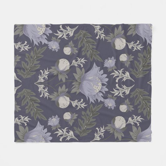 Symmetrical dark purple floral pattern fleecedecke (Vorderseite (Horizontal))