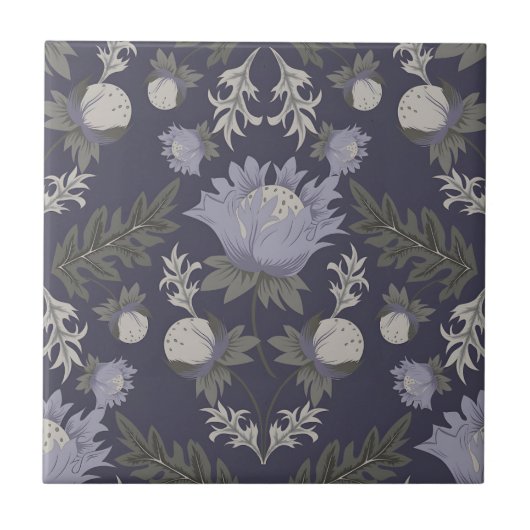Symmetrical dark purple floral pattern fliese (Vorderseite)