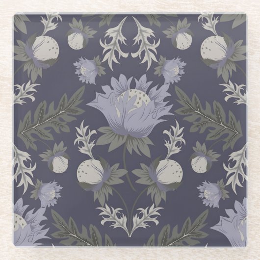 Symmetrical dark purple floral pattern glasuntersetzer (Vorderseite)