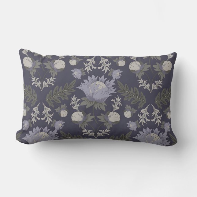 Symmetrical dark purple floral pattern lendenkissen (Vorderseite)