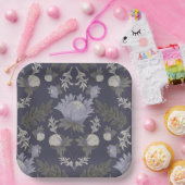 Symmetrical dark purple floral pattern pappteller (Party)