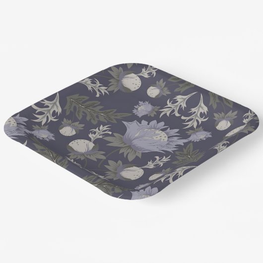 Symmetrical dark purple floral pattern pappteller (Gewinkelt)