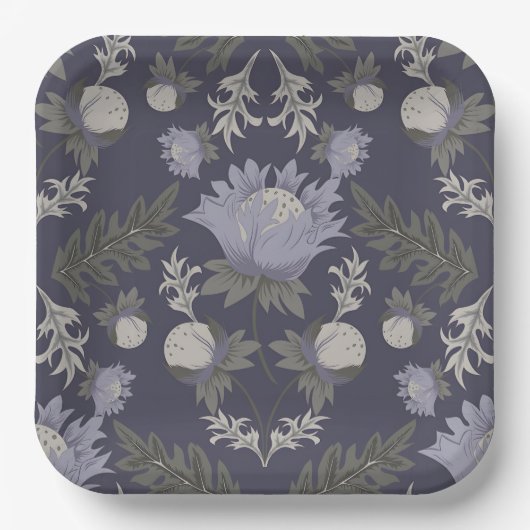 Symmetrical dark purple floral pattern pappteller (Vorderseite)