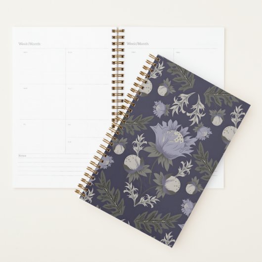 Symmetrical dark purple floral pattern planer (Anzeige)