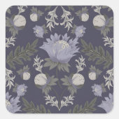 Symmetrical dark purple floral pattern quadratischer aufkleber (Vorderseite)