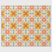 symmetrical pattern of orange and yellow flowers  geschenkpapier (Flach)