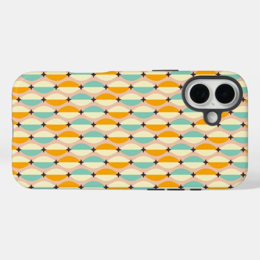 Symmetrical retro pattern with interlocking teal Case-Mate iPhone hülle (Rückseite (Horizontal))