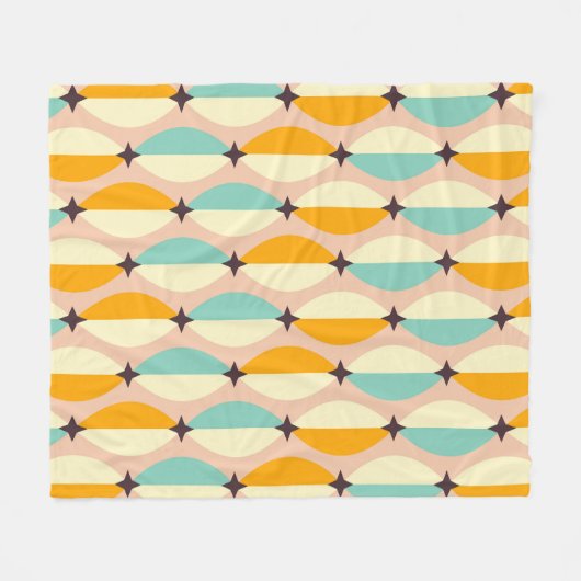 Symmetrical retro pattern with interlocking teal fleecedecke (Vorderseite (Horizontal))