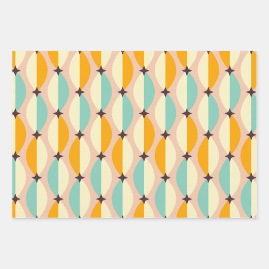 Symmetrical retro pattern with interlocking teal geschenkpapier set (Vorderseite 3)