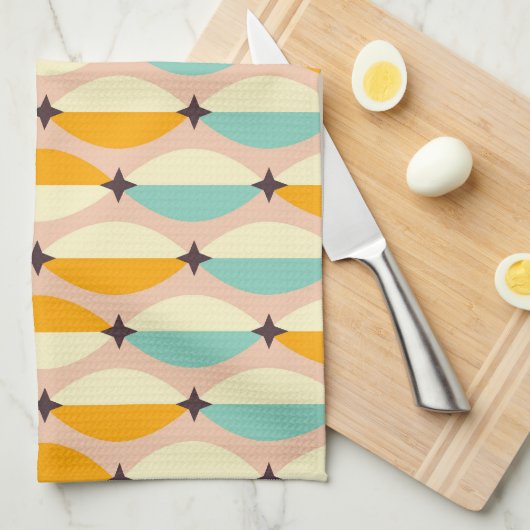 Symmetrical retro pattern with interlocking teal geschirrtuch (Viertel Falte)