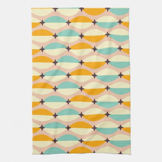 Symmetrical retro pattern with interlocking teal geschirrtuch (Vertikal)