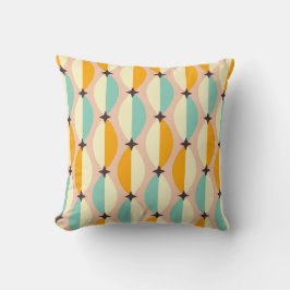 Symmetrical retro pattern with interlocking teal kissen